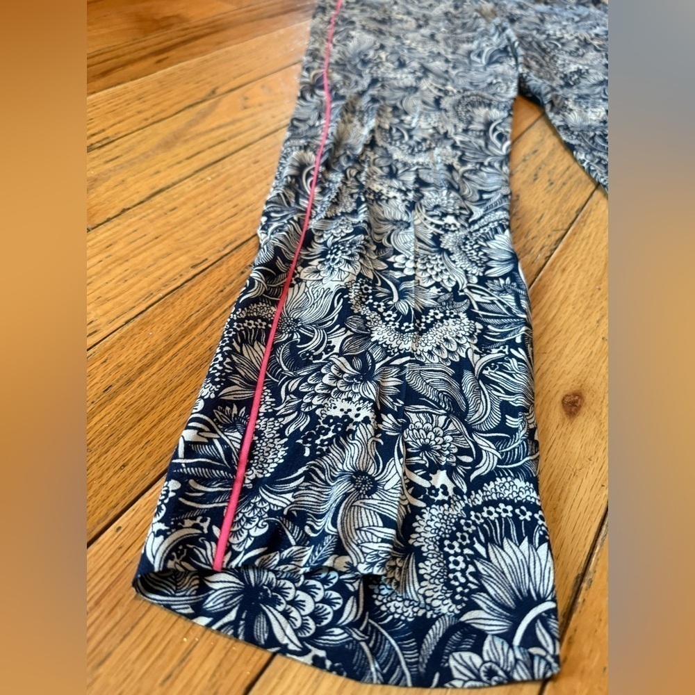 Sandro Paris Blue Floral Pants Viscose High Rise Ankle Pockets Women’s Sz 36 - Picture 2 of 13